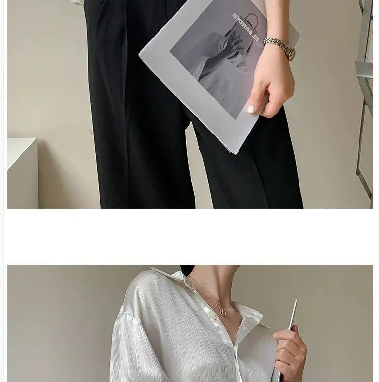 Silk Shirt Vintage Blouse Spring 2025 Womens Clothing Women Sheer Top Women Longsleeve Dress Shirt Woman Overshirt